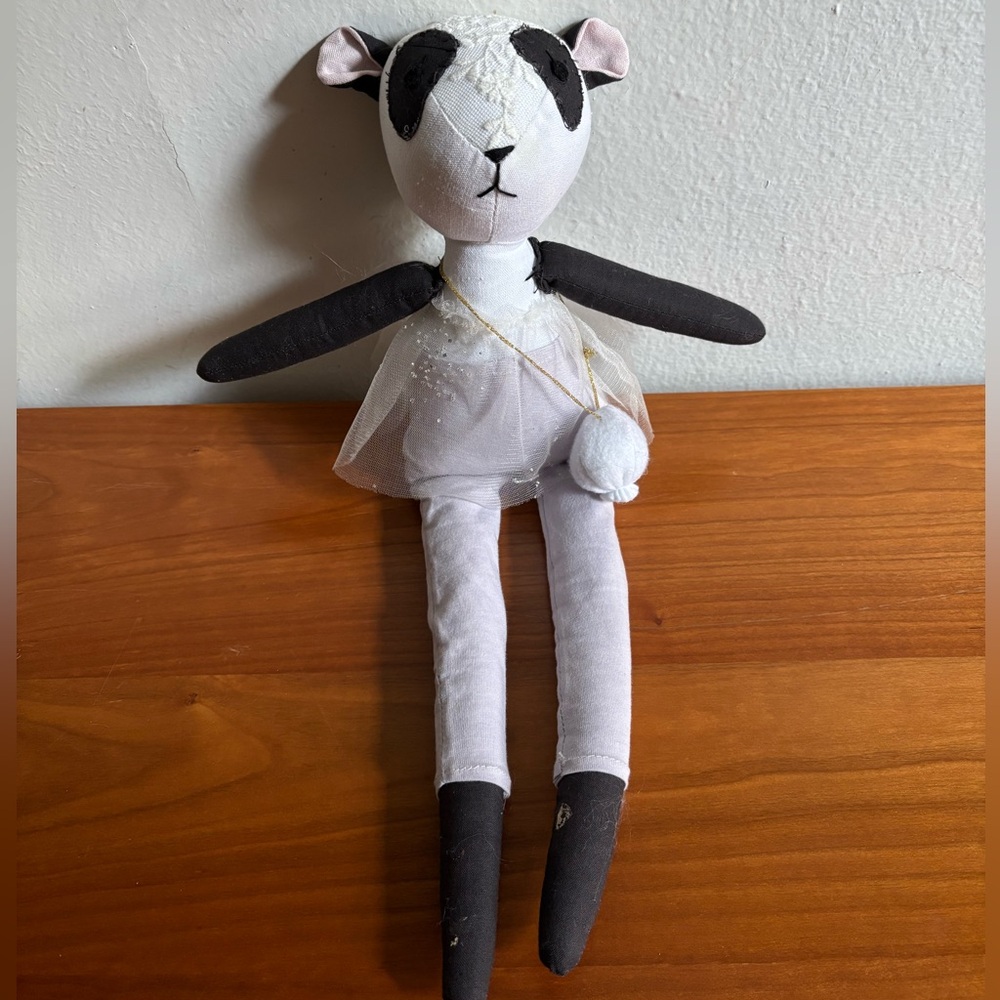 Anthropologie Black and White Panda Stuffed Animal